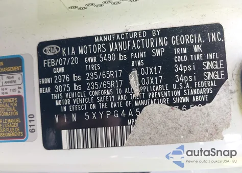 2020 Kia Sorento 3.3L Lx from USA, damaged, VIN 5XYPG4A52LG676525